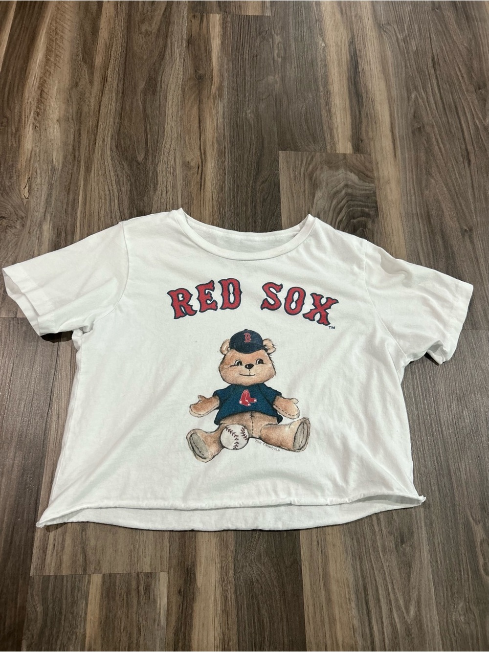 Red Sox Bear Graphic Tee crop top